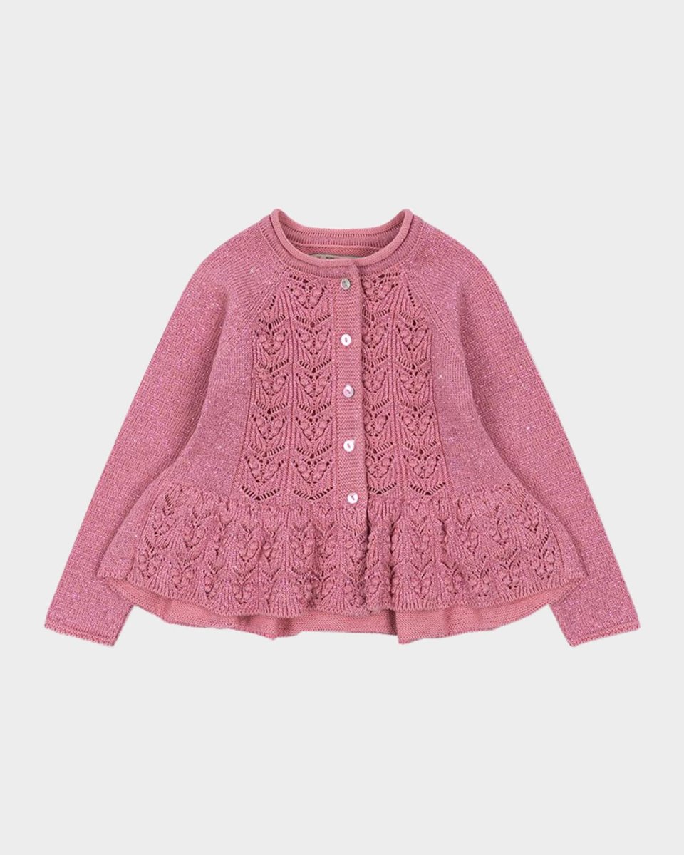 Girl's Cabby Frill Knitted Cardigan, Size 2-8